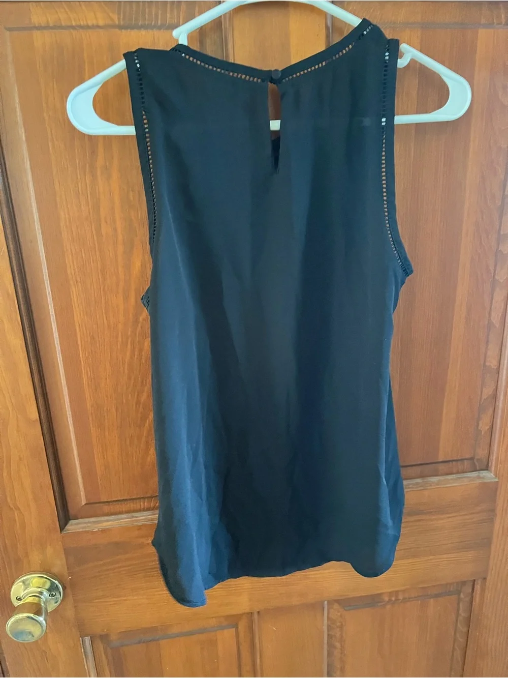 J. Crew Black Sleeveless Sheer-Trim Shell